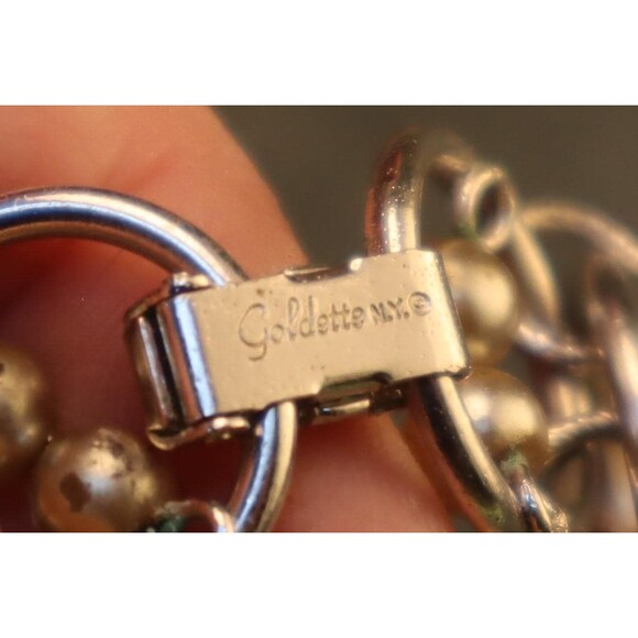 Vintage Goldette Pearl Bracelet Spiral Donut Links - Picture 6 of 6